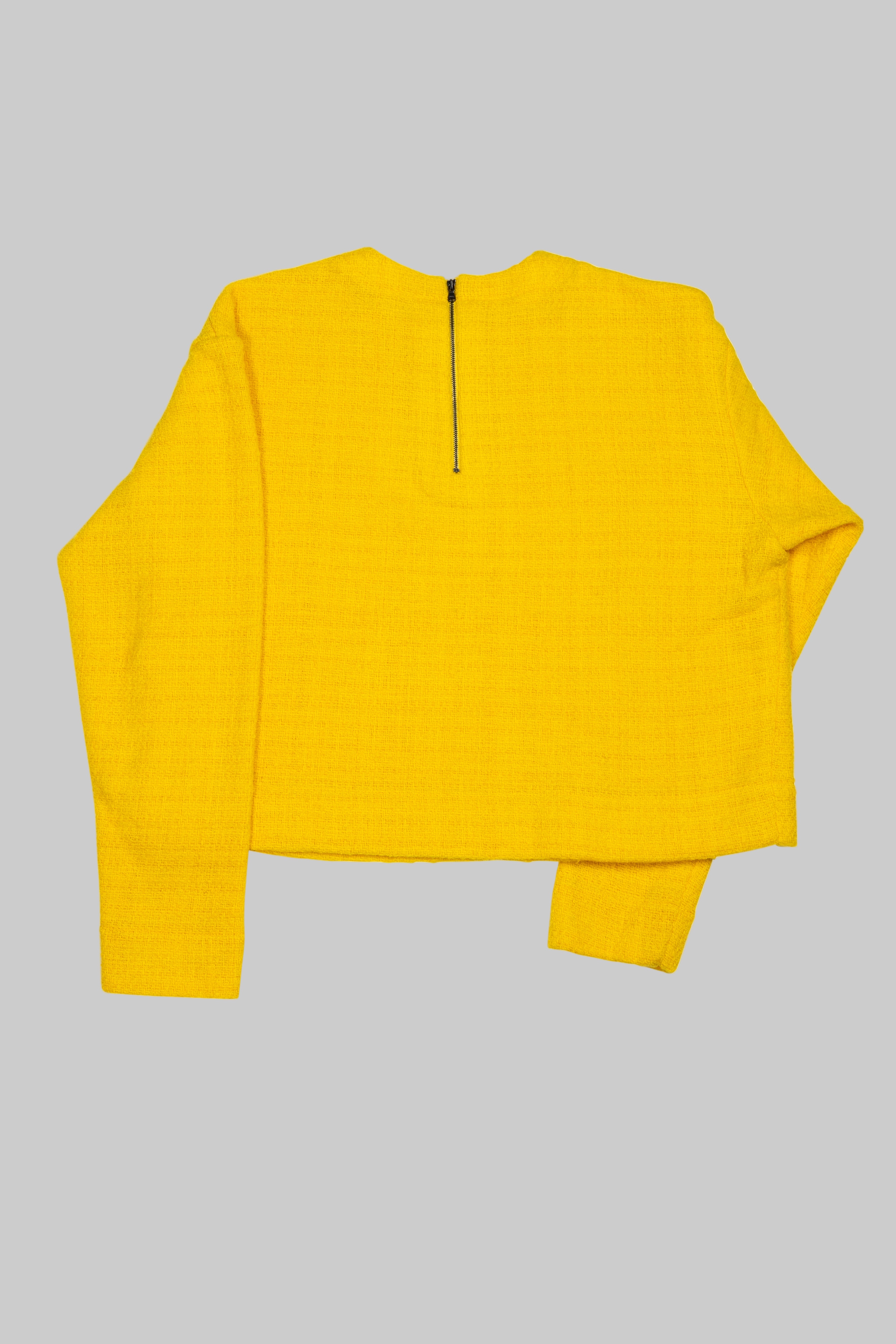 Yellow Cropped Back Zip Sweater