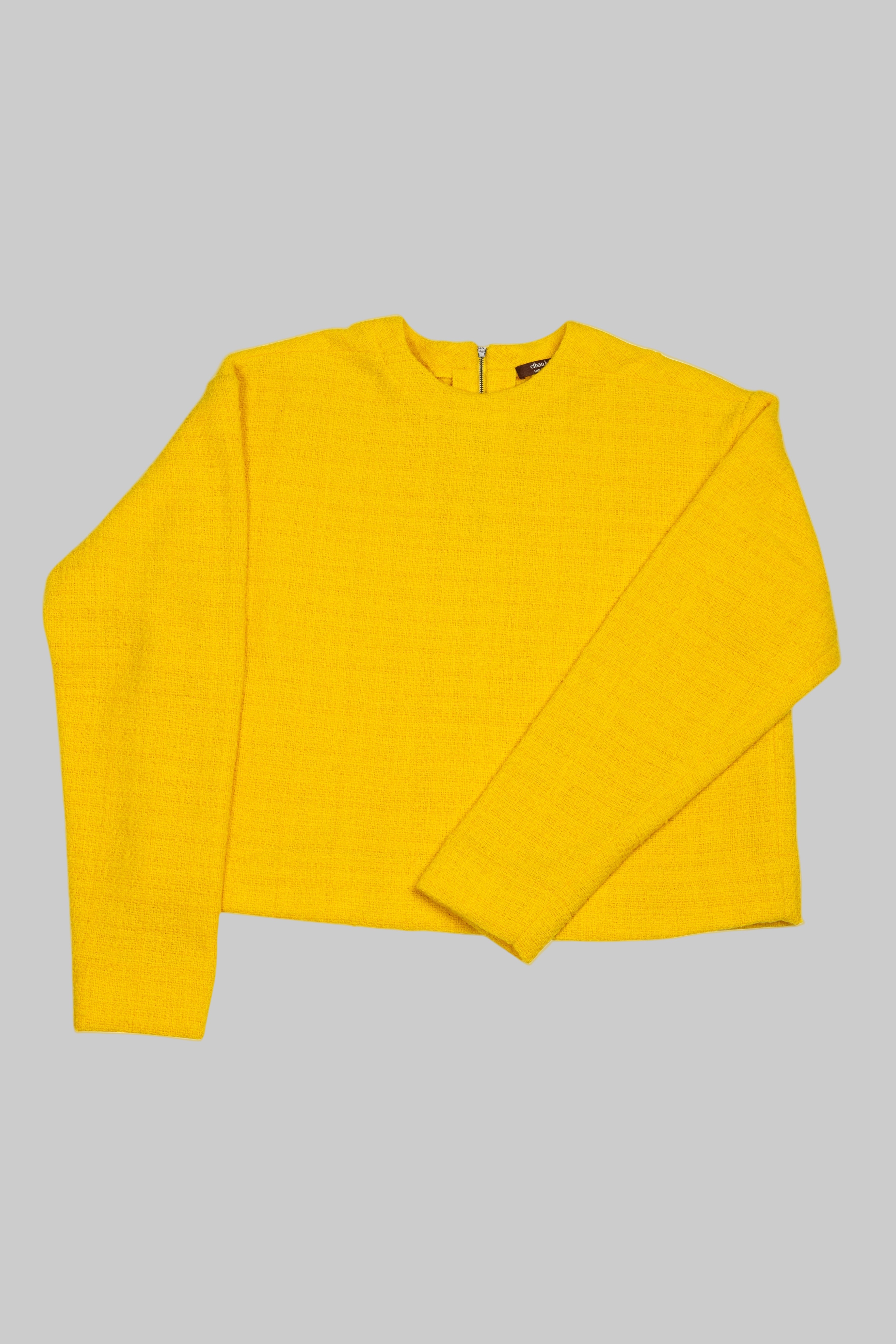 Yellow Cropped Back Zip Sweater