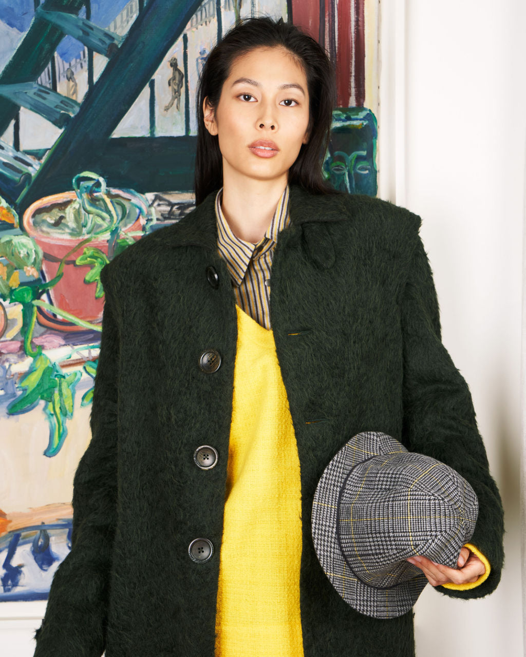 Yellow Cropped Back Zip Sweater