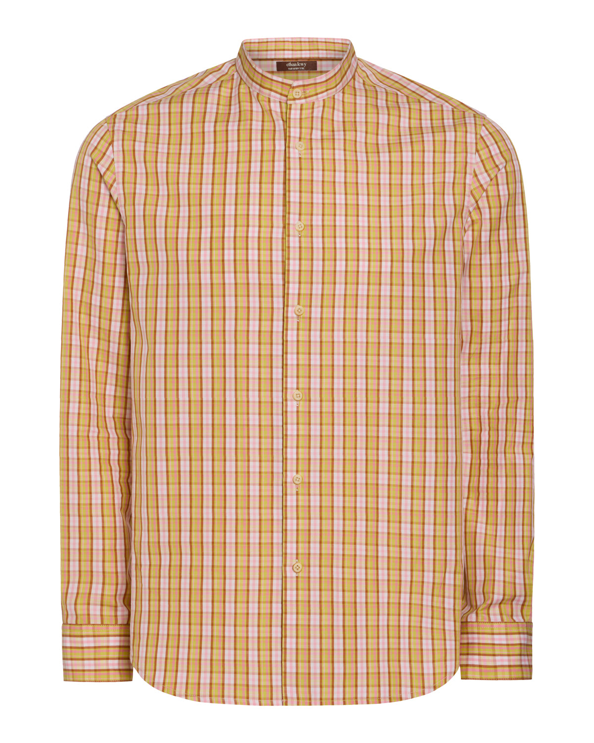 Mandarin Collar Happy Plaid Shirt