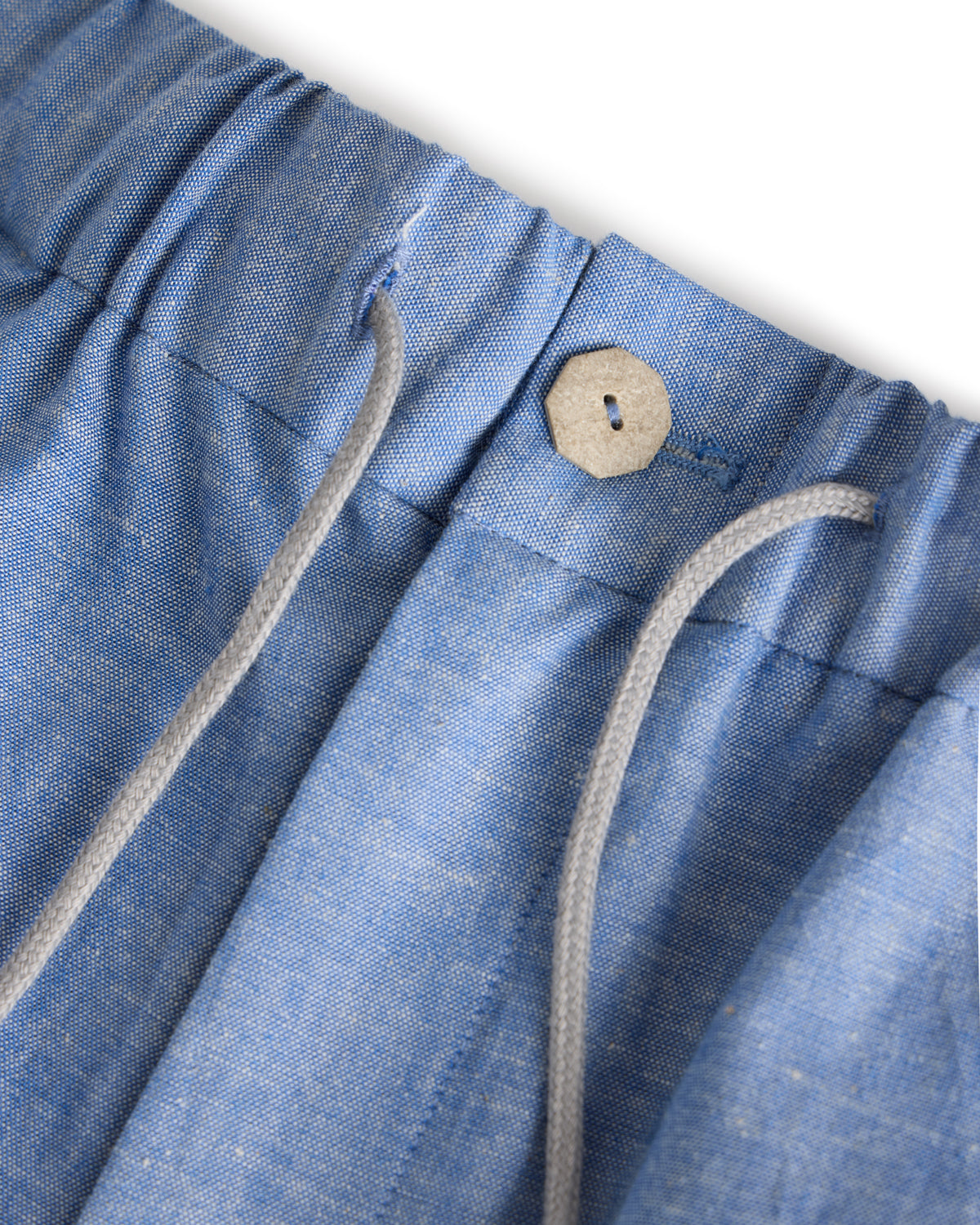 Blue Chambray Drawstring Shorts