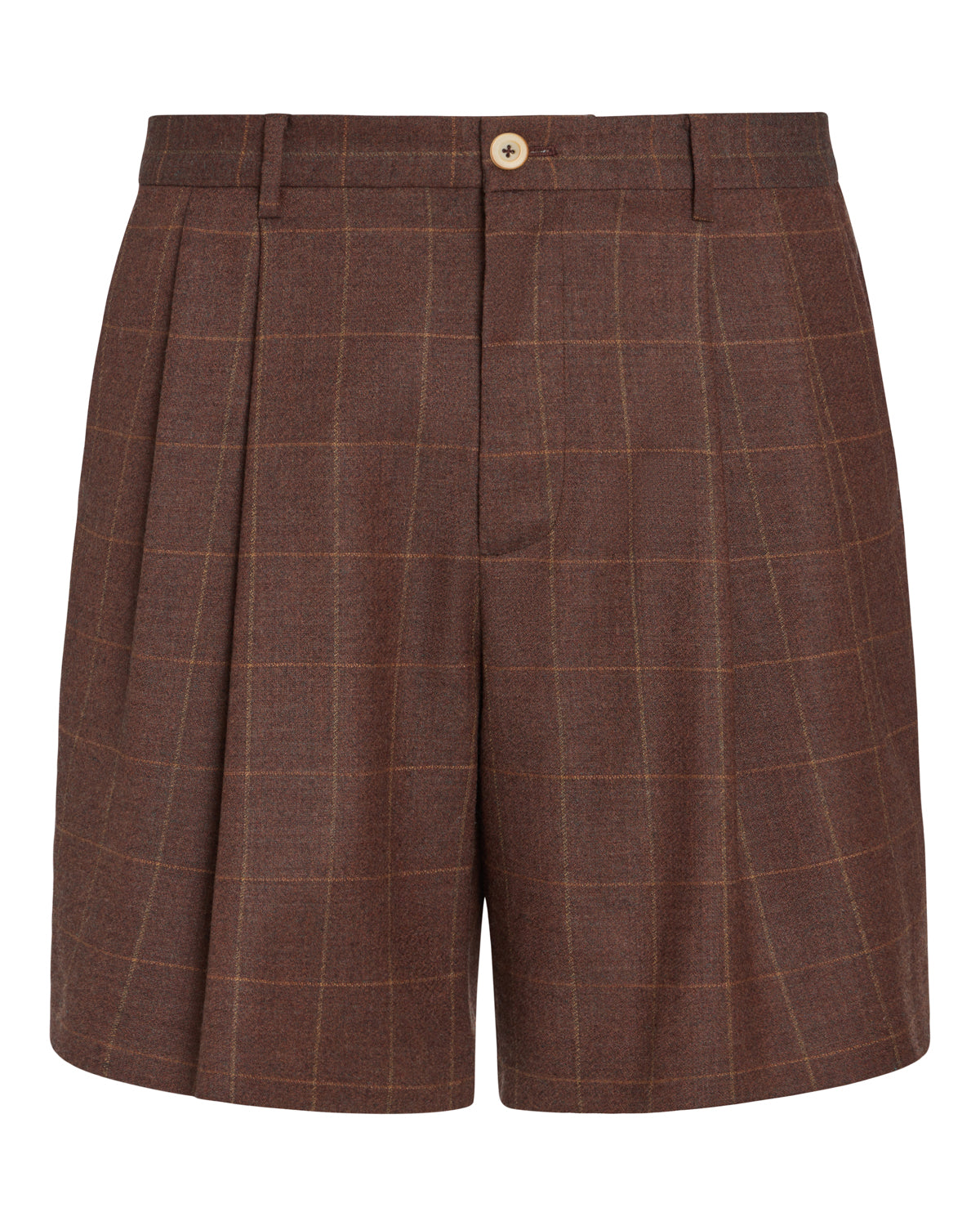 Brown Plaid Tailored Shorts