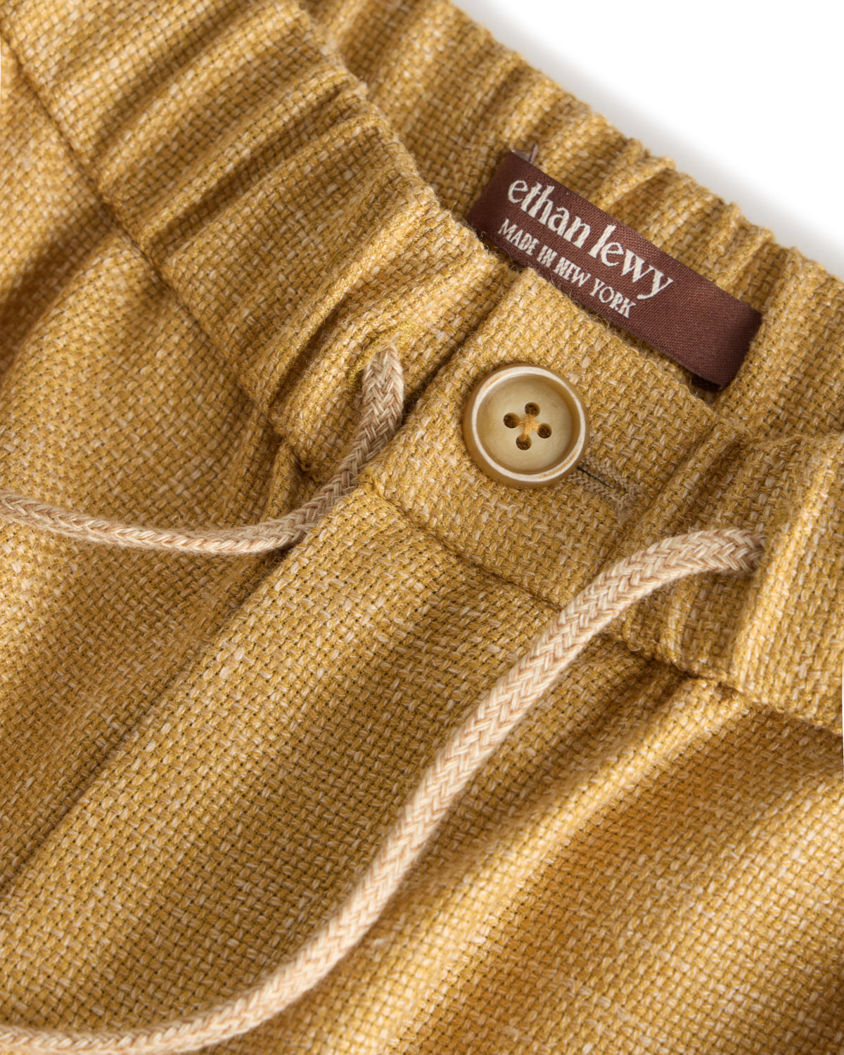 Yellow Linen Drawstring Pants