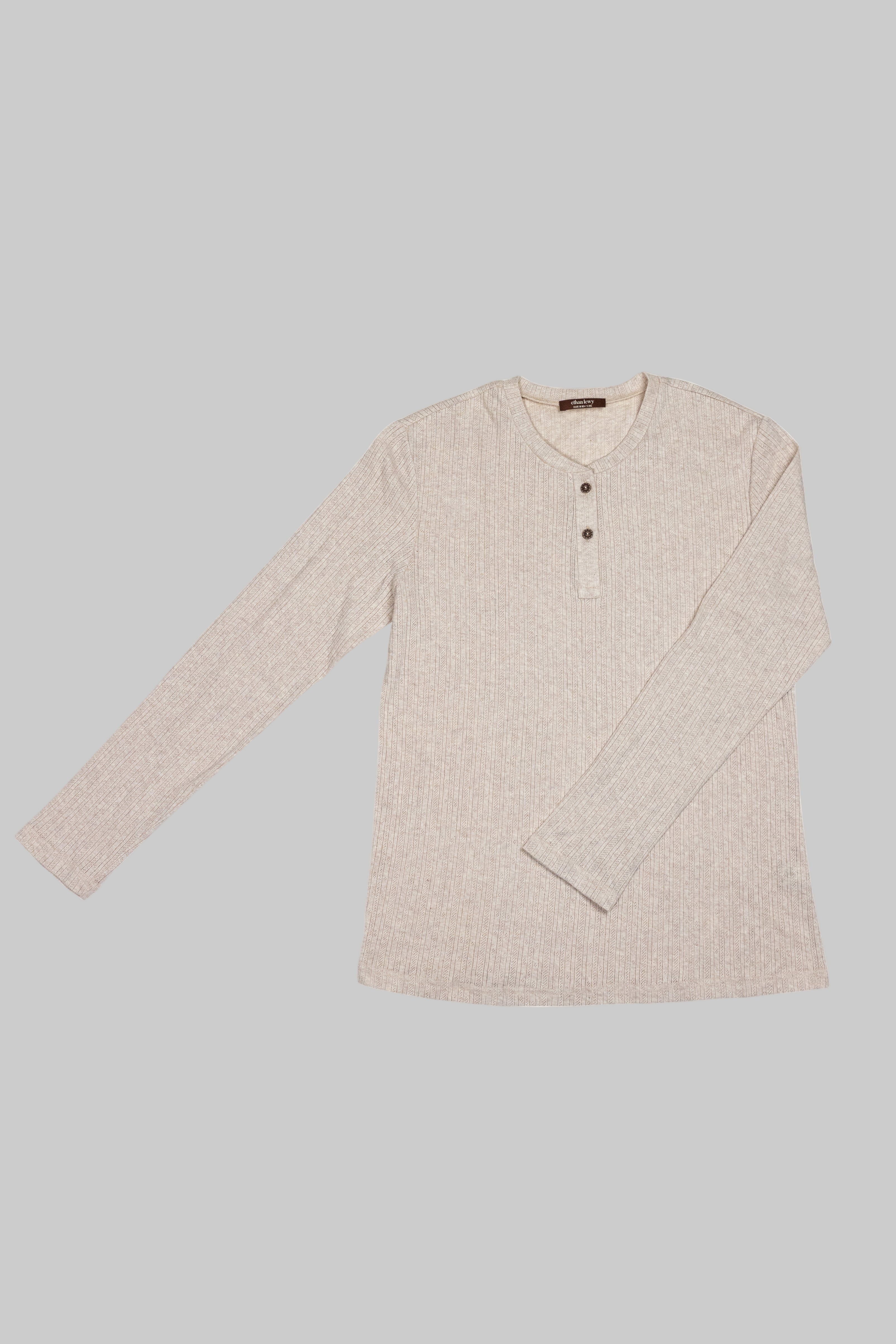 Pointelle Knit Henley Shirt