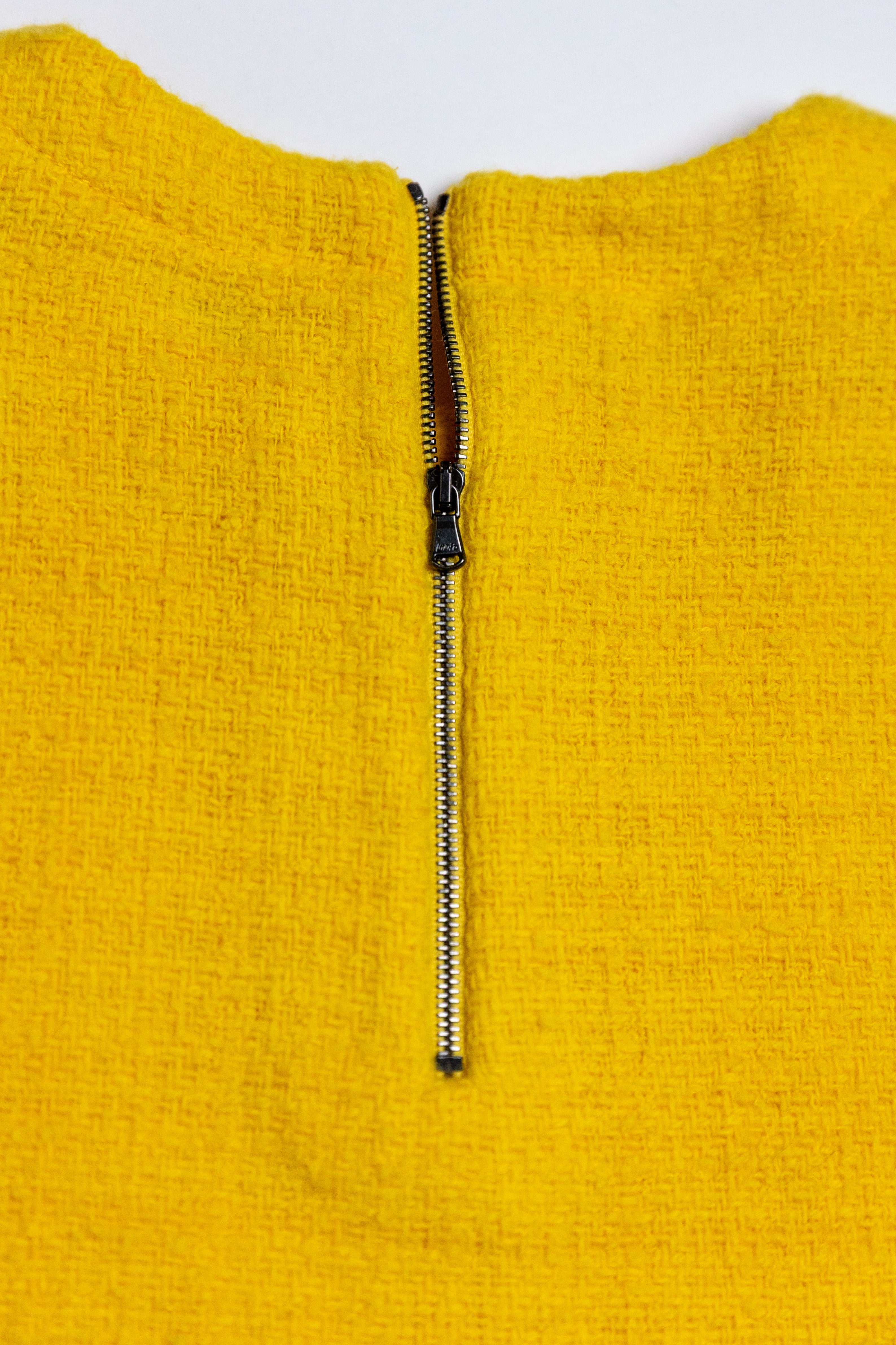 Yellow Cropped Back Zip Sweater